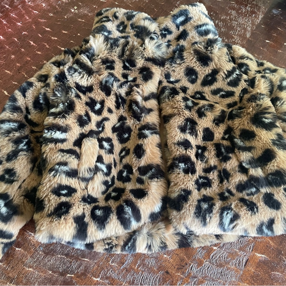 Cotton On faux fur leopard Black and Brown chubby coat with Oversized Fit